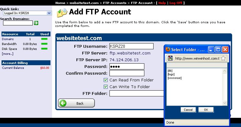 ftp account ftp account